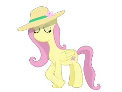Size: 8000x6000 | Tagged: safe, artist:gilo, derpibooru import, fluttershy, pegasus, pony, hat, image, png, relaxed, simple background, solo, straw hat, transparent background