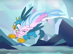 Size: 751x561 | Tagged: safe, derpibooru import, screencap, gallus, silverstream, gryphon, seapony (g4), what lies beneath, cropped, image, png, seapony silverstream