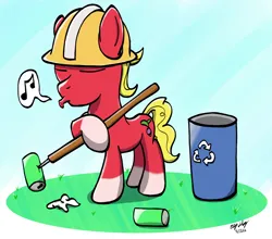 Size: 1000x880 | Tagged: safe, artist:ebbysharp, derpibooru import, sprout cloverleaf, pony, can, clothes, g5, hard hat, hat, image, png, solo