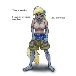 Size: 5000x5000 | Tagged: suggestive, artist:smudge proof, derpibooru import, derpy hooves, anthro, plantigrade anthro, absurd resolution, adult diaper, bondage, breasts, chains, clothes, cutie mark, dense, dialogue, diaper, diaper bondage, diaper cover, diaper fetish, diaper slave, diaper training, diapered, dim, domination, female, femsub, fetish, grimace, image, kneeling, lock, locked, non-baby in diaper, obtuse, offscreen character, padlock, patreon, patreon logo, patreon reward, png, questioning, rubber pants, short shirt, slow, solo, stupid, submissive, this is your new life, unpotty training, unpotty training pants
