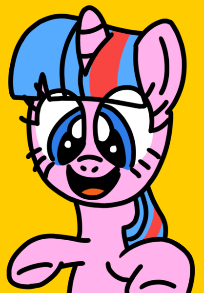 Size: 459x659 | Tagged: safe, artist:danielthebrony57, derpibooru import, edit, buttons (g1), pony, unicorn, cropped, female, g1, g1 to g4, g4, generation leap, horn, image, mare, png, simple background, smiling, yellow background