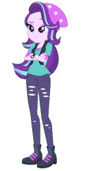 Size: 283x572 | Tagged: safe, artist:flameprincess3535, derpibooru import, starlight glimmer, equestria girls, beanie, clothes, crossed arms, female, hat, image, pants, png, ripped pants, simple background, solo, torn clothes, transparent background