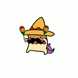 Size: 1000x1000 | Tagged: safe, artist:paperbagpony, derpibooru import, oc, oc:paper bag, animated, chibi, facial hair, fake moustache, gif, image, maracas, moustache, musical instrument, simple background, sombrero, white background