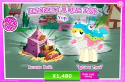 Size: 1967x1301 | Tagged: safe, derpibooru import, official, rainbow trout (character), earth pony, pony, advertisement, costs real money, gameloft, image, jpeg, sale