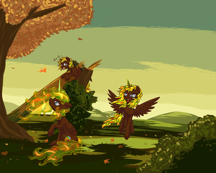 Size: 2846x2277 | Tagged: safe, artist:equie, artist:sapsan, edit, oc, oc:equie, unofficial characters only, alicorn, pony, alicorn oc, autumn, horn, image, multeity, png, wings