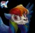 Size: 2253x2165 | Tagged: semi-grimdark, artist:jewellier, derpibooru import, machine learning generated, rainbow dash, pegasus, pony, black background, image, interpretation, neuredraw, png, redraw, simple background, skull, solo