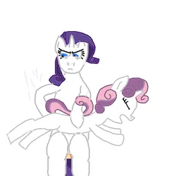 Size: 6000x6000 | Tagged: safe, derpibooru import, rarity, sweetie belle, pony, unicorn, 1000 hours in ms paint, abuse, angry, duo, eyes closed, image, over the knee, png, punishment, screaming, simple background, spanking, white background