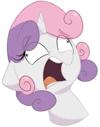 Size: 479x608 | Tagged: safe, artist:chaosllama, derpibooru import, sweetie belle, unicorn, image, meme, png, screaming, solo, tongue out, wall eyed