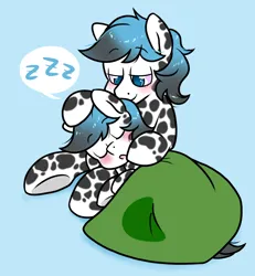 Size: 1110x1199 | Tagged: safe, artist:paperbagpony, derpibooru import, oc, oc:dapples, oc:dot, blanket, image, onomatopoeia, png, siblings, sleeping, sound effects, twins, zzz