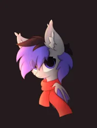 Size: 1641x2160 | Tagged: safe, artist:hotimoonwoods, derpibooru import, oc, oc:lily moonlight, unofficial characters only, bat pony, pony, clothes, ear fluff, image, png, scarf, simple background, solo