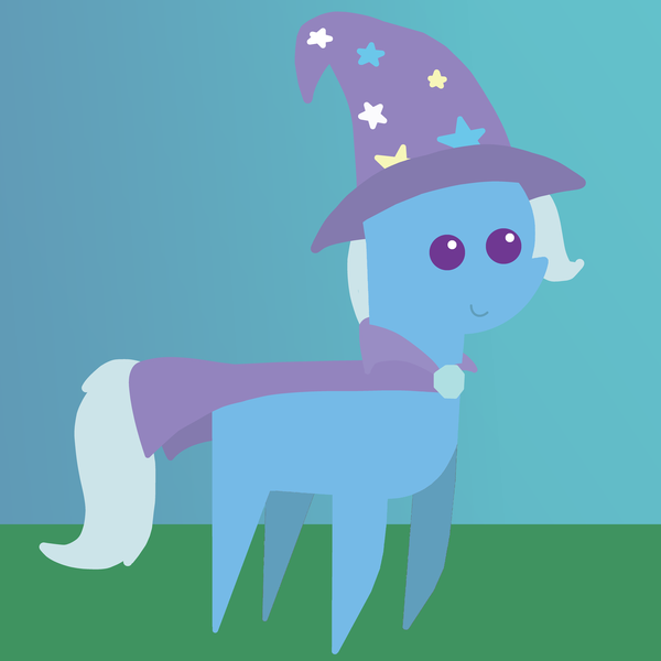 Size: 6000x6000 | Tagged: safe, artist:freestadiumtix, derpibooru import, trixie, pony, unicorn, cape, clothes, female, grass, hat, image, jewelry, mare, missing cutie mark, png, pointy ponies, smiling, solo, trixie's brooch, trixie's cape, trixie's hat