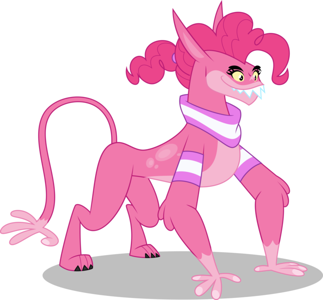 Size: 4000x3717 | Tagged: safe, artist:orin331, derpibooru import, pinkie pie, ahuizotl (species), series:creature-verse, ahuizotlified, armband, commission, female, hand, image, png, simple background, species swap, tail, transparent background, vector