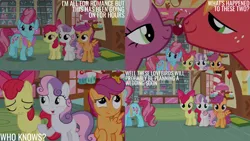 Size: 4400x2475 | Tagged: safe, derpibooru import, edit, edited screencap, editor:quoterific, screencap, apple bloom, big macintosh, cheerilee, cup cake, scootaloo, sweetie belle, earth pony, pegasus, pony, unicorn, hearts and hooves day (episode), cutie mark crusaders, image, png