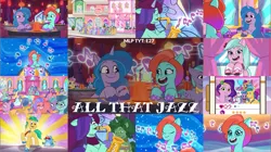 Size: 1977x1111 | Tagged: safe, derpibooru import, edit, edited screencap, editor:quoterific, screencap, hitch trailblazer, izzy moonbow, onyx, pipp petals, sunny starscout, zipp storm, earth pony, pegasus, pony, unicorn, my little pony: tell your tale, spoiler:g5, spoiler:my little pony: tell your tale, spoiler:tyts01e27, all that jazz, g5, image, jazz (g5), mane five (g5), png, rufus (g5)