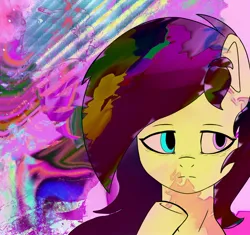 Size: 2048x1923 | Tagged: safe, artist:cuttooth80808, derpibooru import, part of a set, oc, oc:princess schizo, unofficial characters only, earth pony, pony, album, album cover, album parody, earth pony oc, error, glitch, image, irly, jpeg, music, parody, part of a series, schizo en diferentes albums/videos musicales, schizo on different albums/music videos, sewerslvt, solo