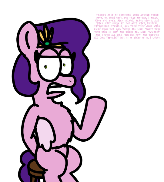 Size: 1275x1414 | Tagged: safe, derpibooru import, pipp petals, pegasus, pony, battleblock theater, g5, hoof behind back, image, png, stool, talking to viewer