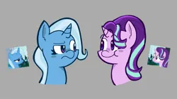 Size: 1920x1080 | Tagged: safe, artist:gobrosstar, derpibooru import, starlight glimmer, trixie, pony, unicorn, image, jpeg, scene interpretation, smiling, unamused