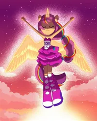 Size: 1200x1500 | Tagged: safe, artist:tialtri, derpibooru import, sunny starscout, alicorn, equestria girls, equestria girls (movie), boots, clothes, dress, equestria girls-ified, fall formal outfits, g5, high heel boots, horn, image, jpeg, ponied up, shoes, simple background, solo, transparent background, wings