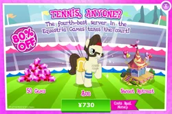 Size: 1957x1299 | Tagged: safe, derpibooru import, official, ace point, earth pony, pony, advertisement, costs real money, facial hair, gameloft, gem, image, jpeg, male, stallion