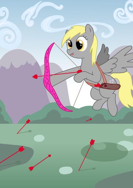 Size: 3508x4960 | Tagged: safe, artist:wasnttheredonenothing, derpibooru import, derpy hooves, pegasus, pony, bow, holiday, image, jpeg, valentine's day