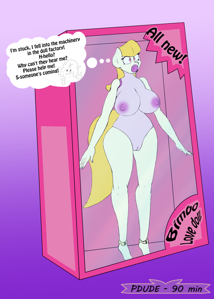 Size: 1545x2160 | Tagged: explicit, artist:mostlymlpanthroporn, derpibooru import, rarity, anthro, plantigrade anthro, ball jointed doll, big breasts, box, breasts, doll, dollified, english, female, fleshlight gag, huge breasts, image, inanimate tf, living doll, living sex toy, monologue, nipples, nudity, package, png, sex doll, sketch, speedart, talking, thought bubble, toy, transformation, vulva