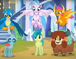 Size: 855x671 | Tagged: safe, derpibooru import, screencap, gallus, ocellus, sandbar, silverstream, smolder, yona, changedling, changeling, classical hippogriff, dragon, earth pony, gryphon, hippogriff, pony, yak, uprooted, cropped, cute, diaocelles, diastreamies, gallabetes, image, png, sandabetes, smolderbetes, student six, treehouse of harmony, yonadorable