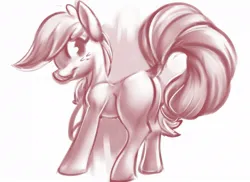 Size: 1104x804 | Tagged: safe, artist:applepost67, derpibooru import, earth pony, blank flank, image, jpeg, monochrome