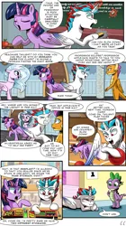 Size: 1800x3214 | Tagged: safe, artist:candyclumsy, derpibooru import, silverstream, smolder, spike, twilight sparkle, twilight sparkle (alicorn), oc, oc:solar eclipse, alicorn, classical hippogriff, dragon, hippogriff, catdog, conjoined, image, png, pushmi-pullyu