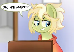 Size: 2048x1448 | Tagged: safe, artist:eponafest, derpibooru import, oc, oc:milli, unofficial characters only, pony, briefcase, clothes, dialogue, eponafest, grin, image, jpeg, lidded eyes, pulp fiction, smiling, solo, speech bubble