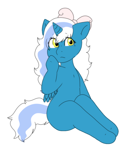 Size: 683x820 | Tagged: safe, artist:cute-little-star97, derpibooru import, oc, oc:fleurbelle, alicorn, anthro, pony, alicorn oc, bow, female, hair bow, horn, image, mare, png, simple background, sitting, solo, transparent background, wingding eyes, wings, yellow eyes