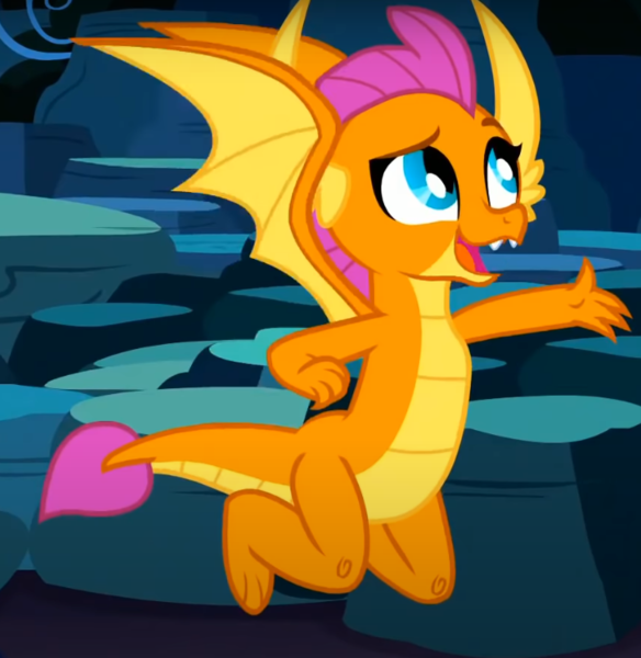 Size: 711x730 | Tagged: safe, derpibooru import, screencap, smolder, dragon, uprooted, cropped, dragoness, female, image, png, raised eyebrow, solo, spread wings, wings