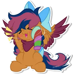 Size: 1197x1211 | Tagged: safe, artist:sherathoz, derpibooru import, oc, oc:solar comet, pegasus, blushing, commission, image, male, png, sitting, solo, squee