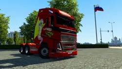 Size: 1280x720 | Tagged: safe, derpibooru import, fluttershy, euro truck simulator 2, game screencap, image, jpeg, moscow, russia, russian flag, truck, volvo