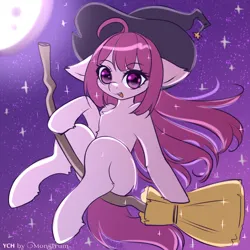 Size: 3000x3000 | Tagged: safe, artist:monstrum, derpibooru import, pony, auction, auction open, broom, commission, cute, flying, flying broomstick, halloween, hat, holiday, image, jpeg, moon, solo, witch, witch hat, ych sketch, your character here
