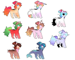 Size: 2500x2000 | Tagged: safe, artist:tookiut, derpibooru import, oc, unofficial characters only, original species, pegasus, pony, shark, shark pony, collaboration, horns, image, multicolored hair, pegasus oc, png, rainbow hair, simple background, smiling, transparent background, wings