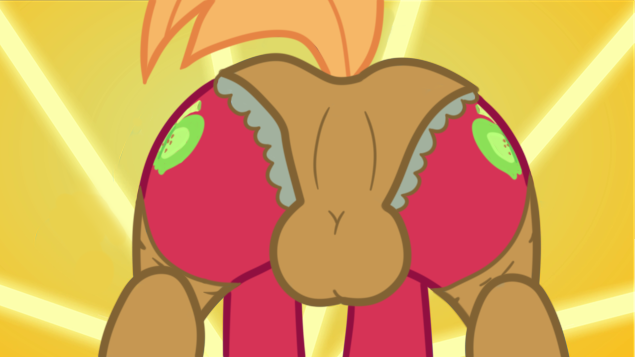 Size: 635x357 | Tagged: questionable, artist:tiarawhy, derpibooru import, edit, big macintosh, pony, big femboyintosh, butt, clothes, image, male, mooseknuckle, panties, pantsu.html, plot, png, solo, solo male, stallion, underwear, what if