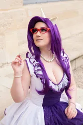 Size: 1024x1536 | Tagged: safe, artist:angelangelyss, derpibooru import, rarity, human, clothes, cosplay, costume, glasses, image, irl, irl human, jewelry, jpeg, necklace, pearl necklace, photo, rarity's glasses, solo