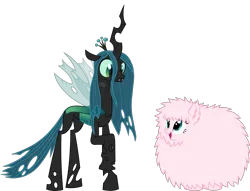 Size: 2622x2004 | Tagged: safe, artist:viperbrony454, derpibooru import, queen chrysalis, oc, oc:fluffle puff, changeling, changeling queen, earth pony, pony, duo, female, high res, image, png, simple background, transparent background, vector