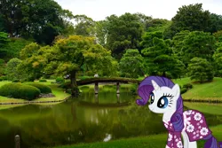 Size: 1600x1067 | Tagged: safe, artist:jaredking779, artist:scrimpeh, derpibooru import, rarity, pony, unicorn, clothes, female, image, irl, japan, jpeg, kimono (clothing), mare, photo, ponies in real life, solo, tokyo