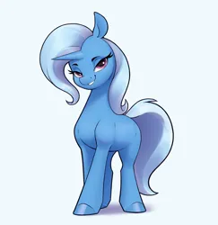 Size: 2804x2882 | Tagged: safe, artist:aquaticvibes, derpibooru import, trixie, pony, unicorn, female, grin, high res, image, looking at you, mare, png, simple background, smiling, smiling at you, solo