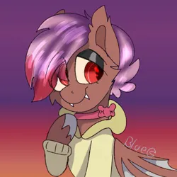 Size: 1439x1439 | Tagged: safe, artist:bluemoon, derpibooru import, oc, oc:heartstring fiddler, unofficial characters only, bat pony, bat pony oc, bat wings, clothes, eyeshadow, hoodie, image, jpeg, makeup, wings
