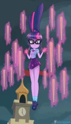 Size: 1000x1752 | Tagged: suggestive, artist:steyrrdash, derpibooru import, sci-twi, twilight sparkle, human, equestria girls, baseball bat, bonk, bow, breasts, clothes, female, geode of telekinesis, glasses, horny jail, image, jpeg, looking at you, magic, magical geodes, shirt, shoes, skirt, socks, solo, solo female, telekinesis, this will end in pain