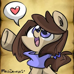 Size: 2048x2048 | Tagged: safe, artist:melodenesa, derpibooru import, oc, oc:melodenesa, unofficial characters only, earth pony, pony, earth pony oc, female, heart, image, jpeg, solo, speech bubble