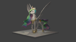 Size: 1280x720 | Tagged: safe, artist:plainoasis, derpibooru import, princess celestia, alicorn, pony, 3d, animated, blender, female, gif, happy, image, jewelry, looking at you, mare, open mouth, open smile, regalia, smiling, smiling at you, solo, spread wings, walking, wings