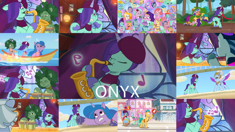 Size: 1974x1111 | Tagged: safe, derpibooru import, edit, edited screencap, editor:quoterific, screencap, alphabittle (g5), hitch trailblazer, izzy moonbow, onyx, pipp petals, posey (g5), sunny starscout, earth pony, pegasus, pony, unicorn, g5, my little pony: tell your tale, spoiler:g5, spoiler:my little pony: tell your tale, spoiler:tyts01e18, spoiler:tyts01e20, spoiler:tyts01e23, spoiler:tyts01e26, spoiler:tyts01e27, all that jazz, another pony's trash, bracelet, dahlia, female, friendship bracelet, image, jewelry, male, mare, minty skylark, music notes, musical instrument, on your cutie marks, one trick pony (episode), png, puphunt, rufus (g5), saxophone, stallion, zoom zephyrwing