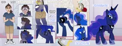 Size: 9000x3400 | Tagged: safe, artist:axiomtf, artist:lunchiepanda, derpibooru import, discord, princess luna, alicorn, human, art shift, brainwashing, butt, canterlot castle, clothes, crown, human to pony, hypnosis, image, jewelry, male to female, mental shift, moonbutt, png, regalia, royalty, rule 63, shirt, shoes, shorts, show accurate, transformation, transformation sequence