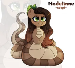 Size: 2744x2500 | Tagged: safe, artist:madelinne, derpibooru import, oc, unofficial characters only, lamia, original species, pony, adoptable, adoptable open, female, image, long hair, mare, png, simple background, solo, zoom layer