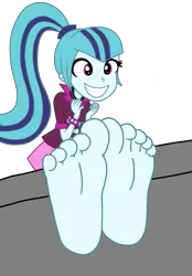 Size: 3261x4691 | Tagged: safe, artist:mixiepie, derpibooru import, sonata dusk, equestria girls, rainbow rocks, barefoot, bracelet, clothes, cute, feet, female, fetish, foot fetish, foot focus, gem, happy, image, multicolored hair, palindrome get, png, ponytail, simple background, siren gem, skirt, smiling, soles, solo, sonatabetes, spiked wristband, stocks, toes, transparent background, vector, wristband