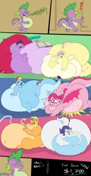 Size: 4040x7856 | Tagged: suggestive, artist:rupertbluefox, derpibooru import, applejack, fluttershy, pinkie pie, rainbow dash, rarity, spike, twilight sparkle, dragon, series:mane6dragonsquestscaleybelly, :o, applefat, balloon, balloon popping, belly, belly bed, big belly, blushing, book, burp, butt, crying, cute, dragonified, dragonjack, eyes closed, fat, fat spike, fattershy, feet, feet up, female, flutterdragon, foot focus, hose, huge belly, huge butt, image, immobile, impossibly large belly, large belly, large butt, lying down, male, morbidly obese, motion lines, obese, onomatopoeia, open mouth, pillow, pinkiedragon, png, popping, prone, pudgy pie, rainblob dash, rainbow dragon, raridragon, raritubby, round belly, species swap, spikabetes, stuffed, stuffed belly, sweat, sweatdrop, tail, tears of joy, the ass was fat, the end, twilard sparkle, twilidragon, wall of tags, winged spike, wings