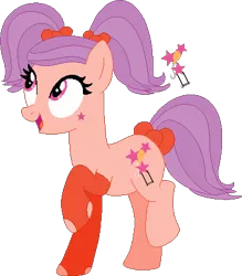 Size: 365x417 | Tagged: safe, artist:4swords4ever, artist:selenaede, artist:victorfazbear, derpibooru import, ponified, earth pony, pony, base used, bow, clothes, crossover, cutie mark, fingerless gloves, gloves, hair bow, image, lalaloopsy, open mouth, peanut big top, pigtails, png, raised hoof, simple background, tail, tail bow, transparent background